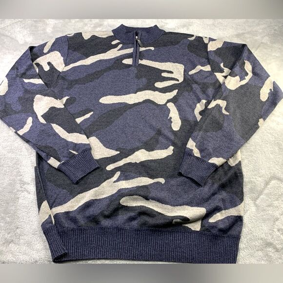 Whipper Other - Whipper Men’s Pullover 1/4 Zip Blue Camouflage Sweater Size- XL